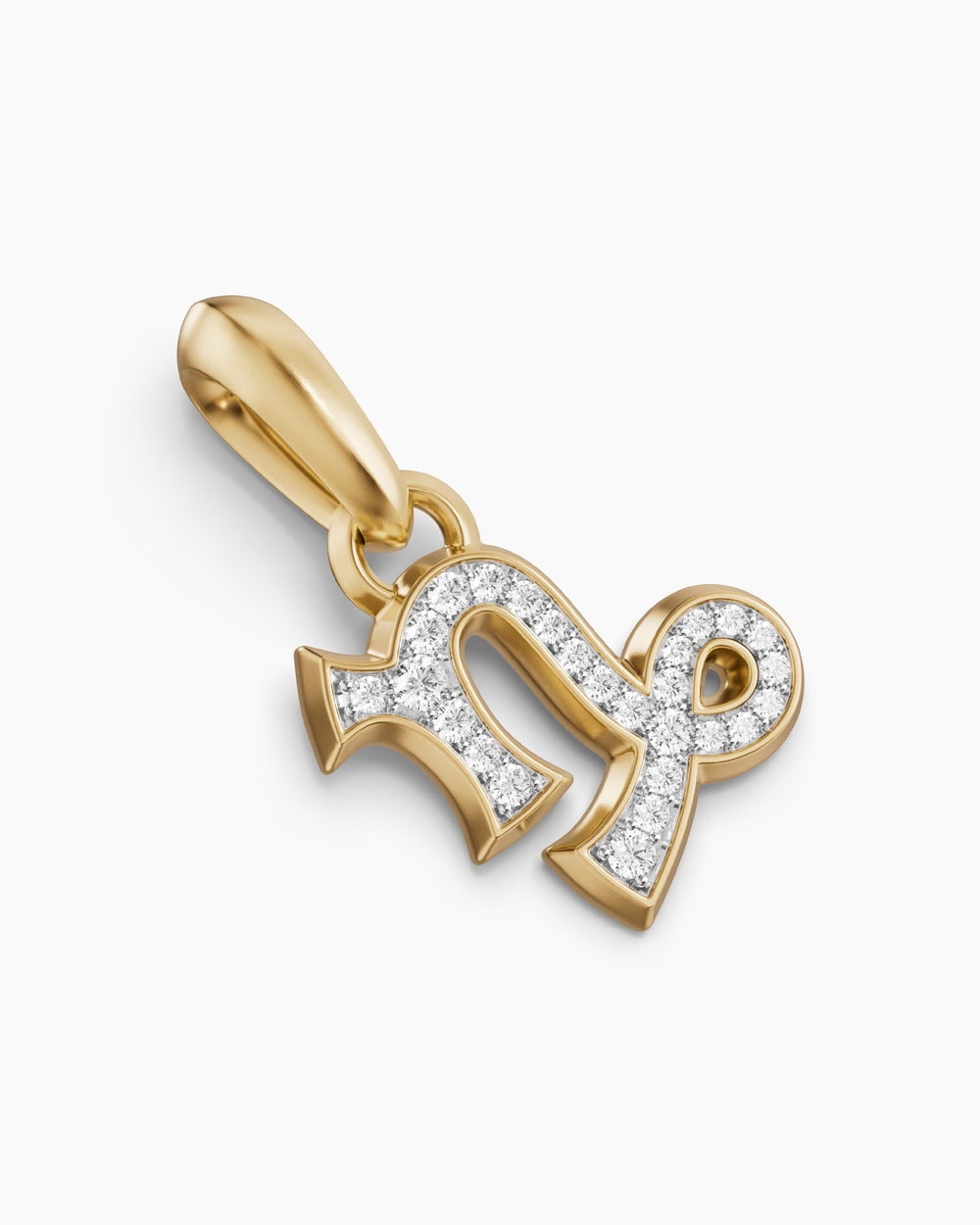 Mens Capricorn Amulet in 18K Yellow Gold with Diamonds, 18.5mm