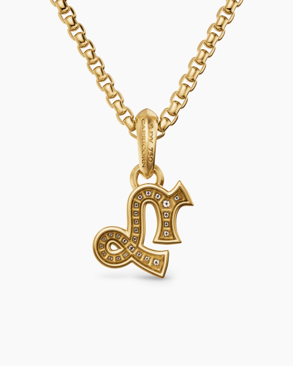 Mens Capricorn Amulet in 18K Yellow Gold with Diamonds, 18.5mm