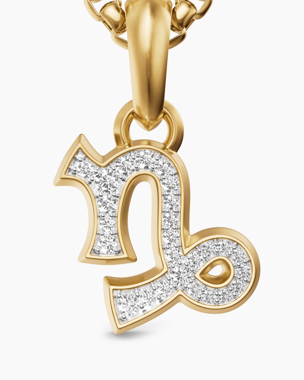 Mens Capricorn Amulet in 18K Yellow Gold with Diamonds, 18.5mm