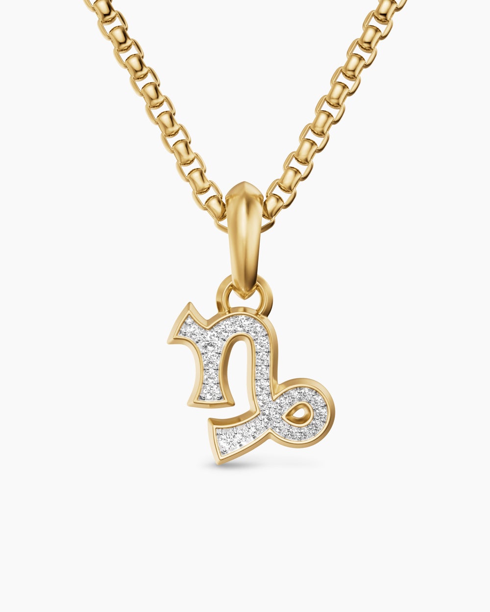 Mens Capricorn Amulet in 18K Yellow Gold with Diamonds, 18.5mm