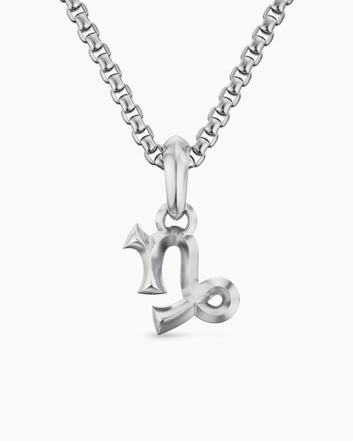 Mens Capricorn Amulet in Sterling Silver, 17.8mm