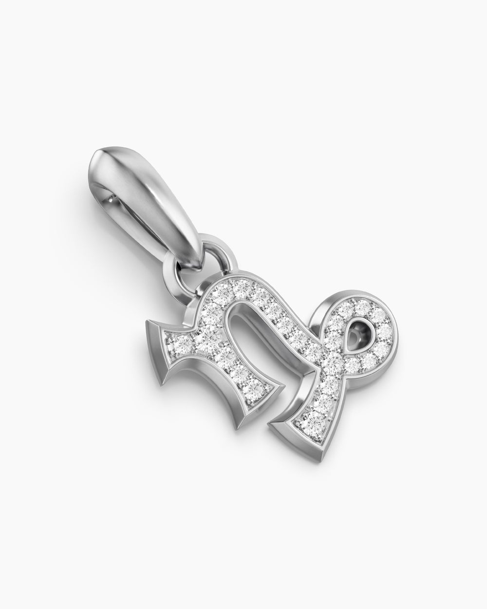 Mens Capricorn Amulet in Sterling Silver with Diamonds, 18.5mm