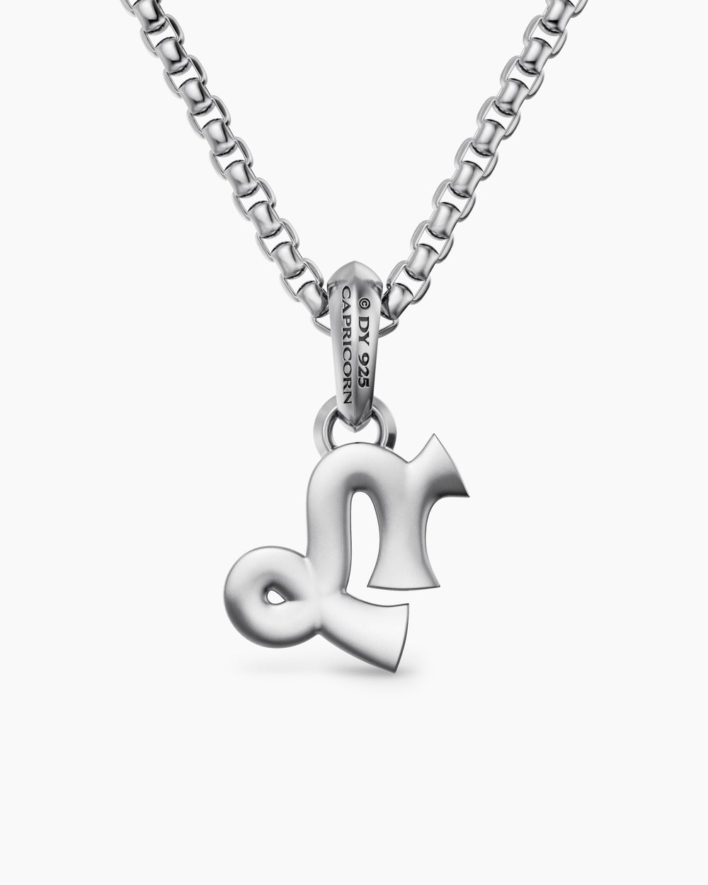 Mens Capricorn Amulet in Sterling Silver with Diamonds, 18.5mm