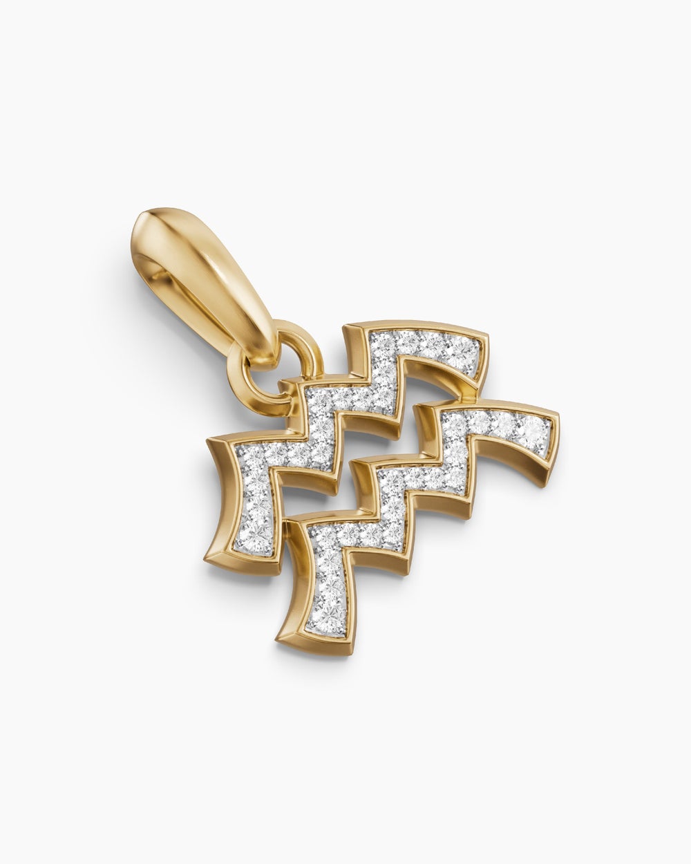 Mens Aquarius Amulet in 18K Yellow Gold with Diamonds, 17.2mm