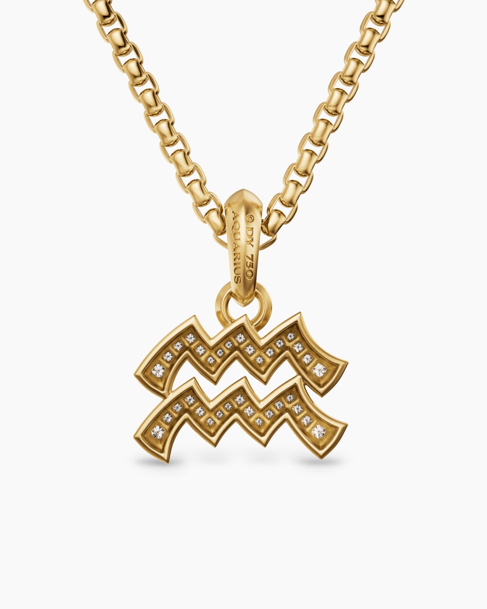 Mens Aquarius Amulet in 18K Yellow Gold with Diamonds, 17.2mm