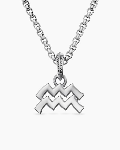 Mens Aquarius Amulet in Sterling Silver, 15.4mm