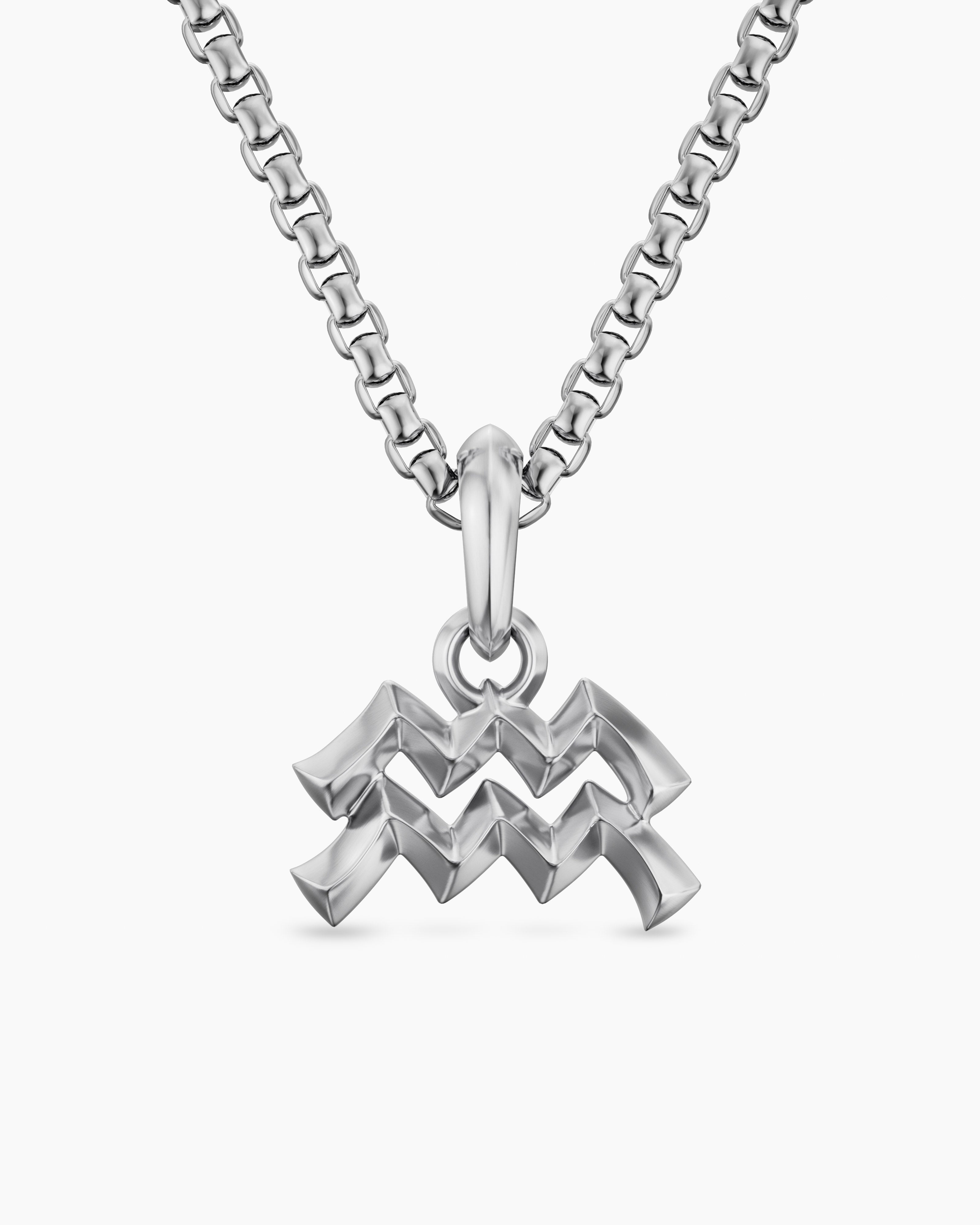 Mens Aquarius Amulet in Sterling Silver, 15.4mm