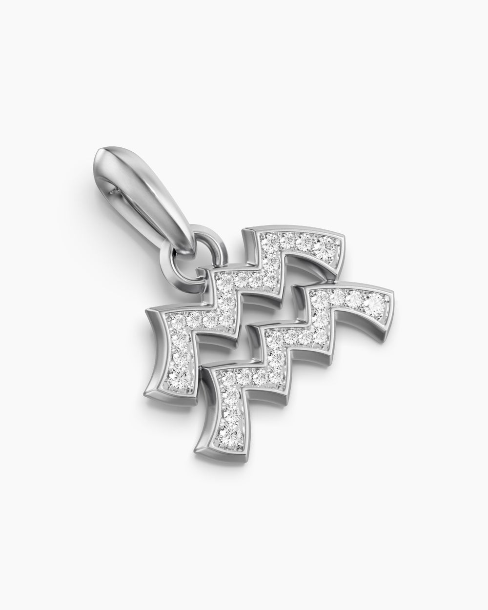 Mens Aquarius Amulet in Sterling Silver with Diamonds, 17.2mm