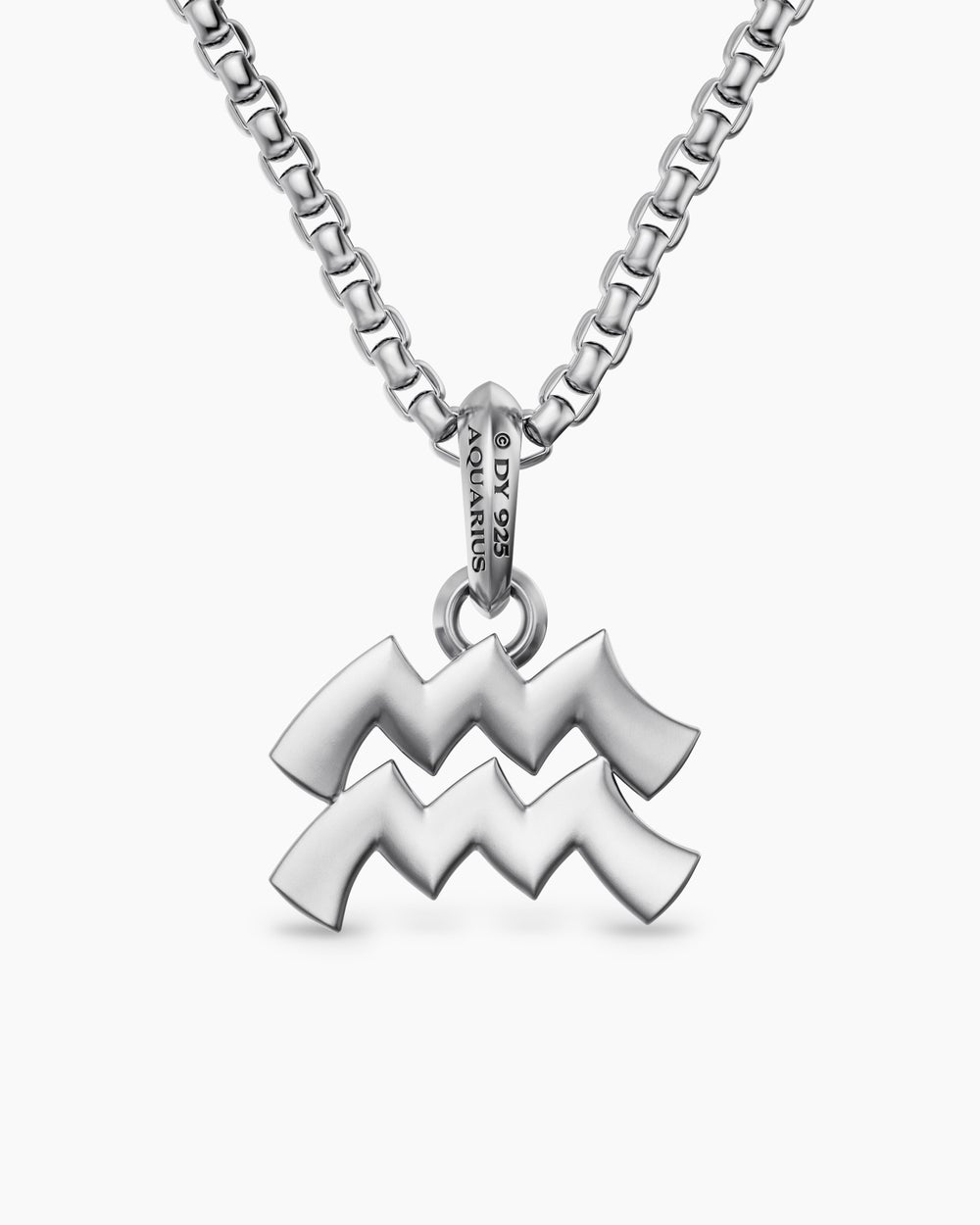 Mens Aquarius Amulet in Sterling Silver with Diamonds, 17.2mm