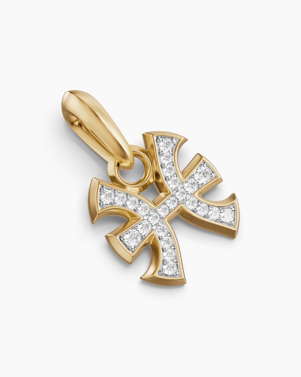 Mens Pisces Amulet in 18K Yellow Gold with Diamonds, 15.3mm