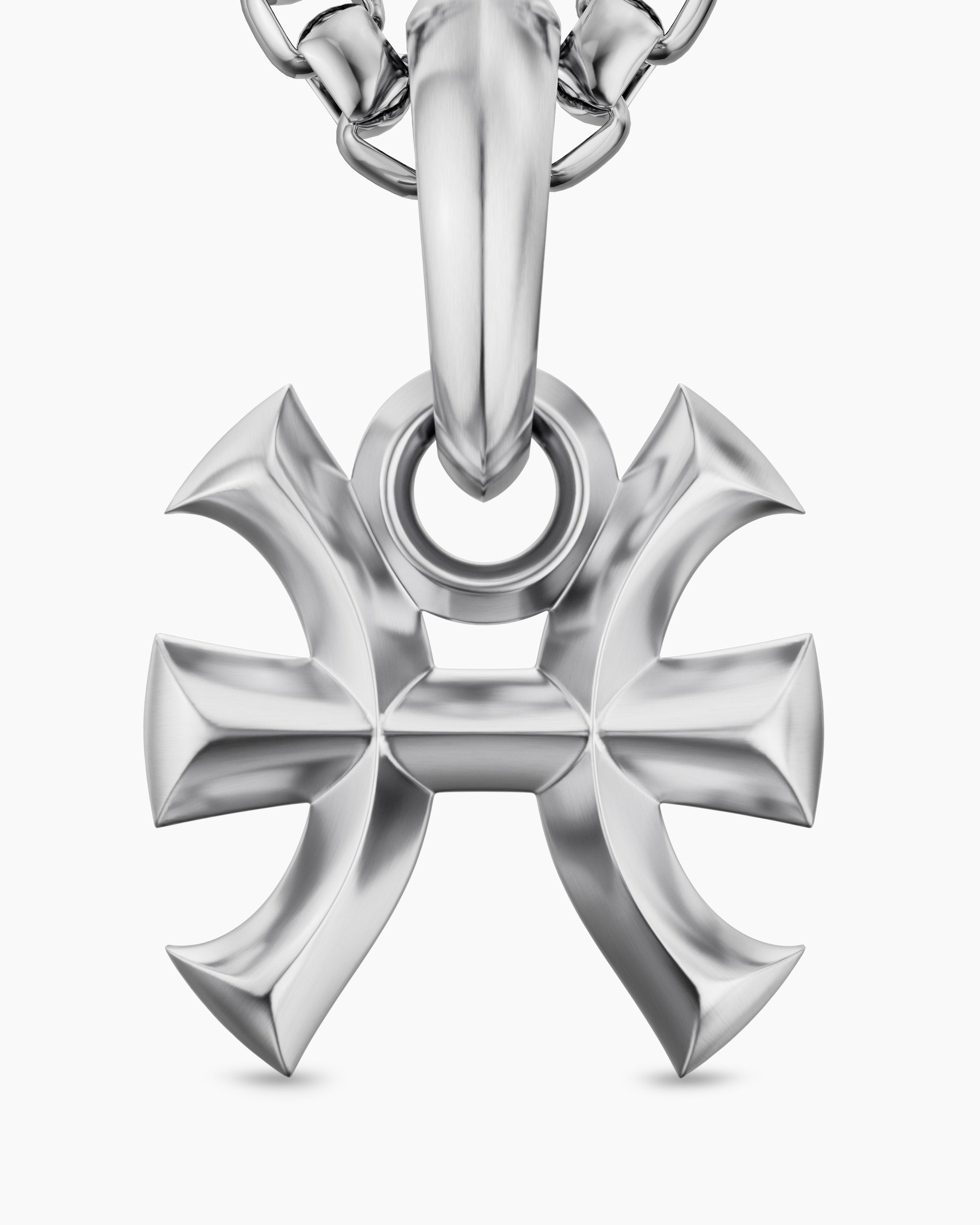 Pisces Amulet Sterling Silver with Diamonds, 15.3mm - thumbnail 10