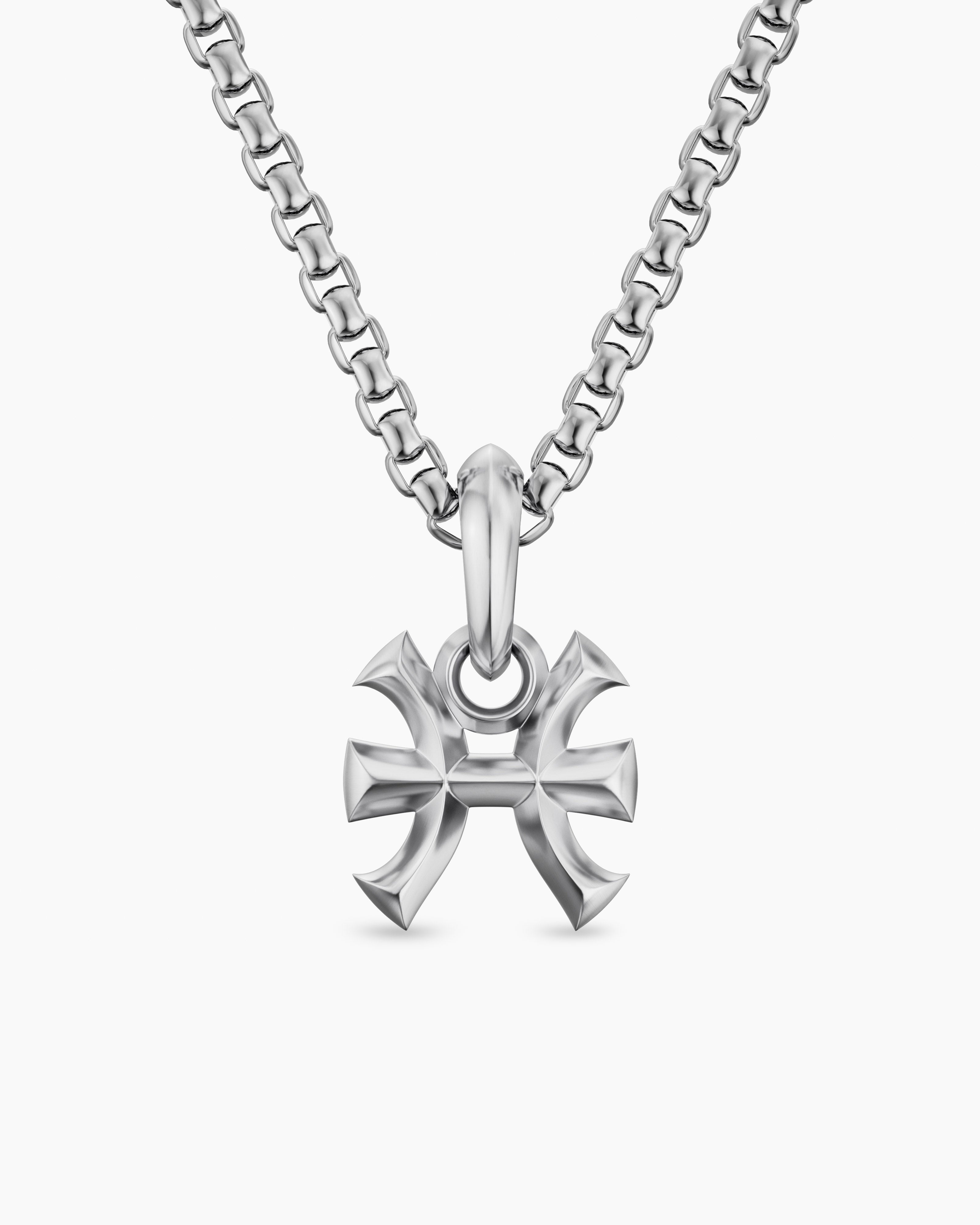 Mens Pisces Amulet in Sterling Silver, 14.8mm