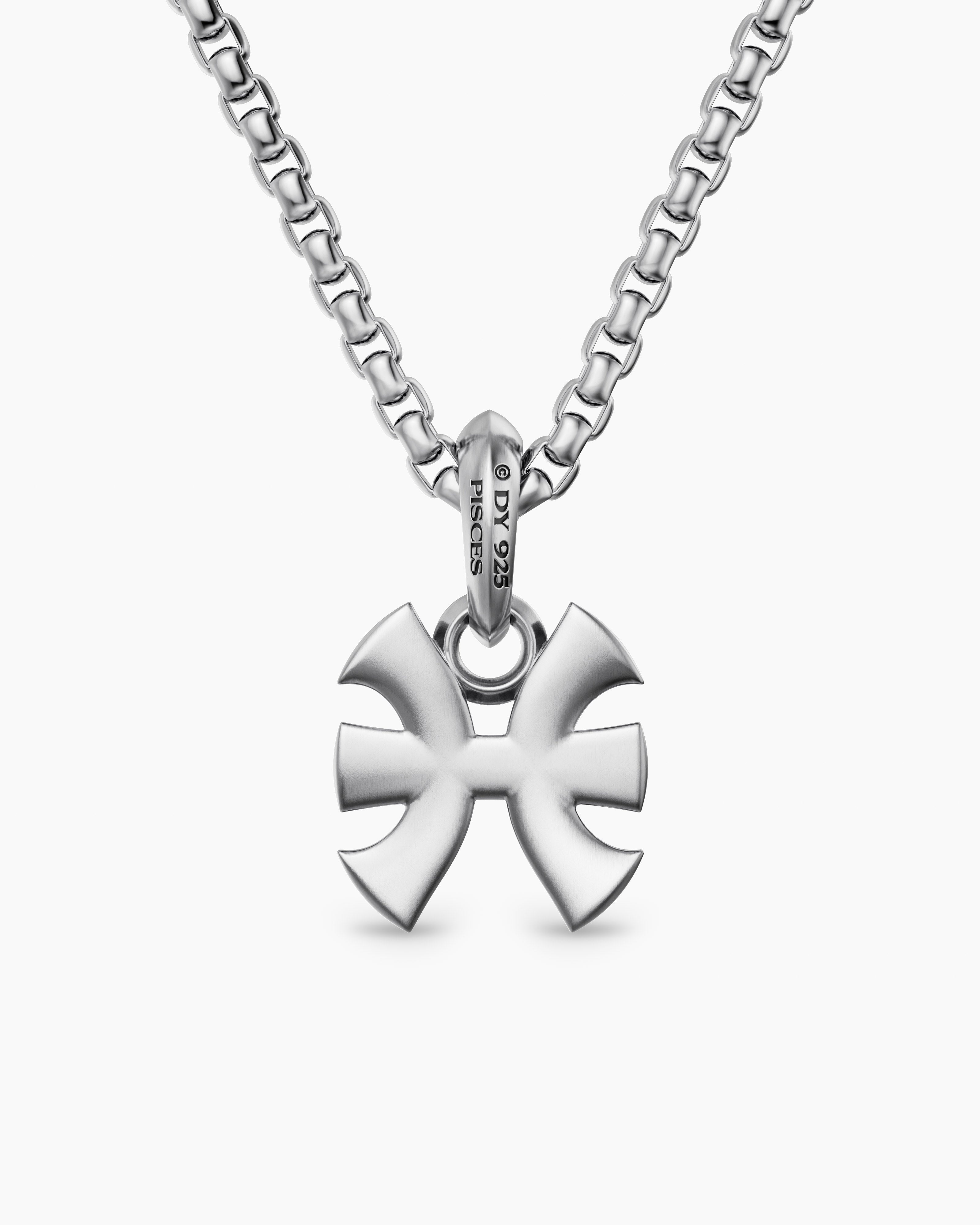 Pisces Amulet Sterling Silver with Diamonds, 15.3mm - thumbnail 4