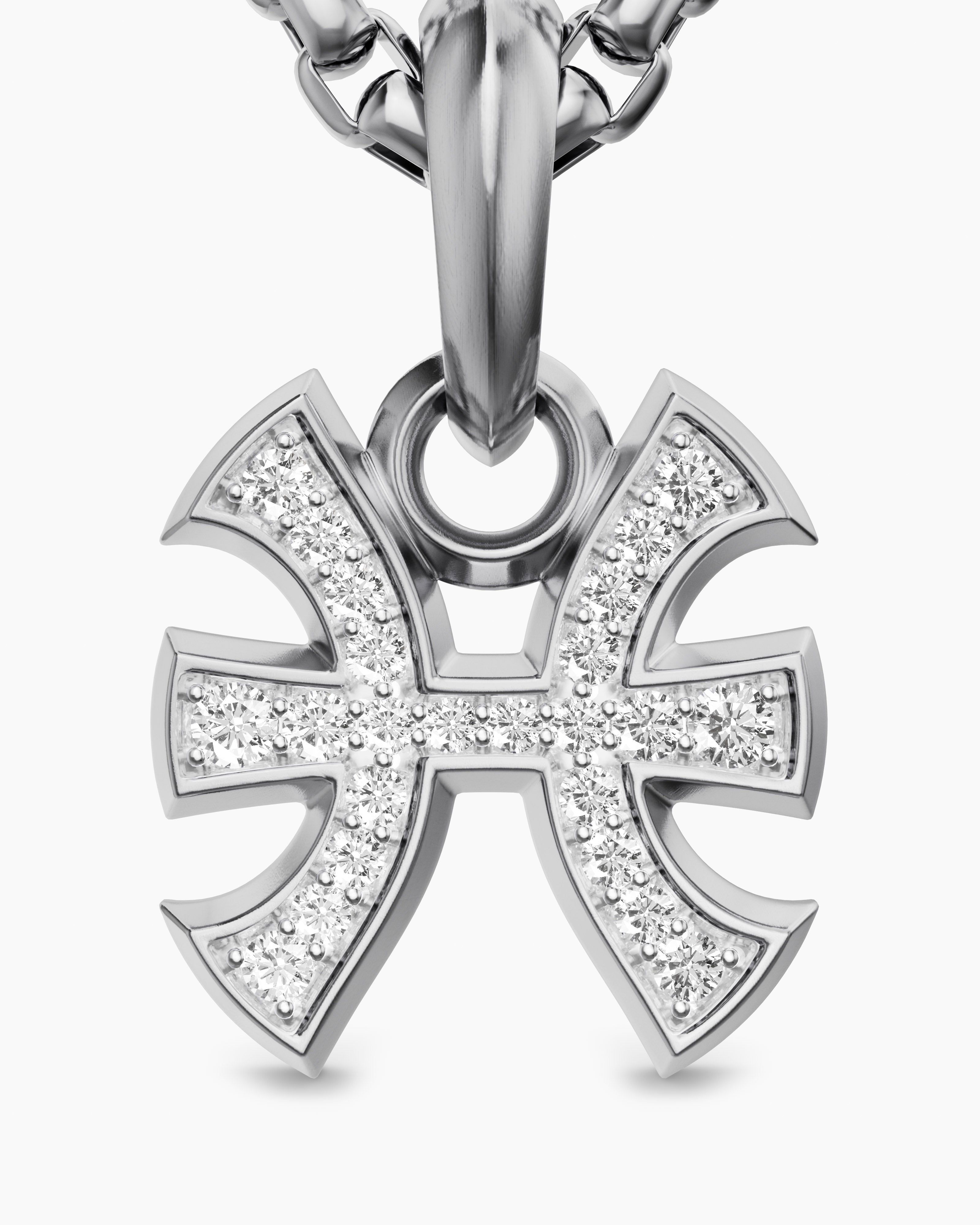Pisces Amulet Sterling Silver with Diamonds, 15.3mm - thumbnail 5