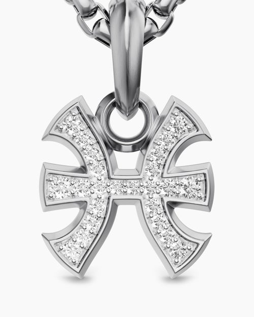 Amulette Poisson en argent sterling avec diamants, 15,3 mm hommes