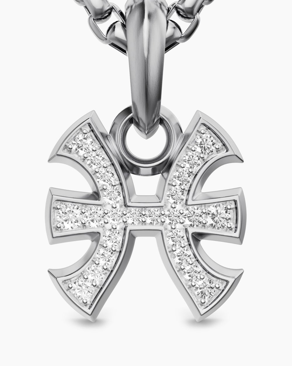 Amulette Poisson en argent sterling avec diamants, 15,3 mm hommes