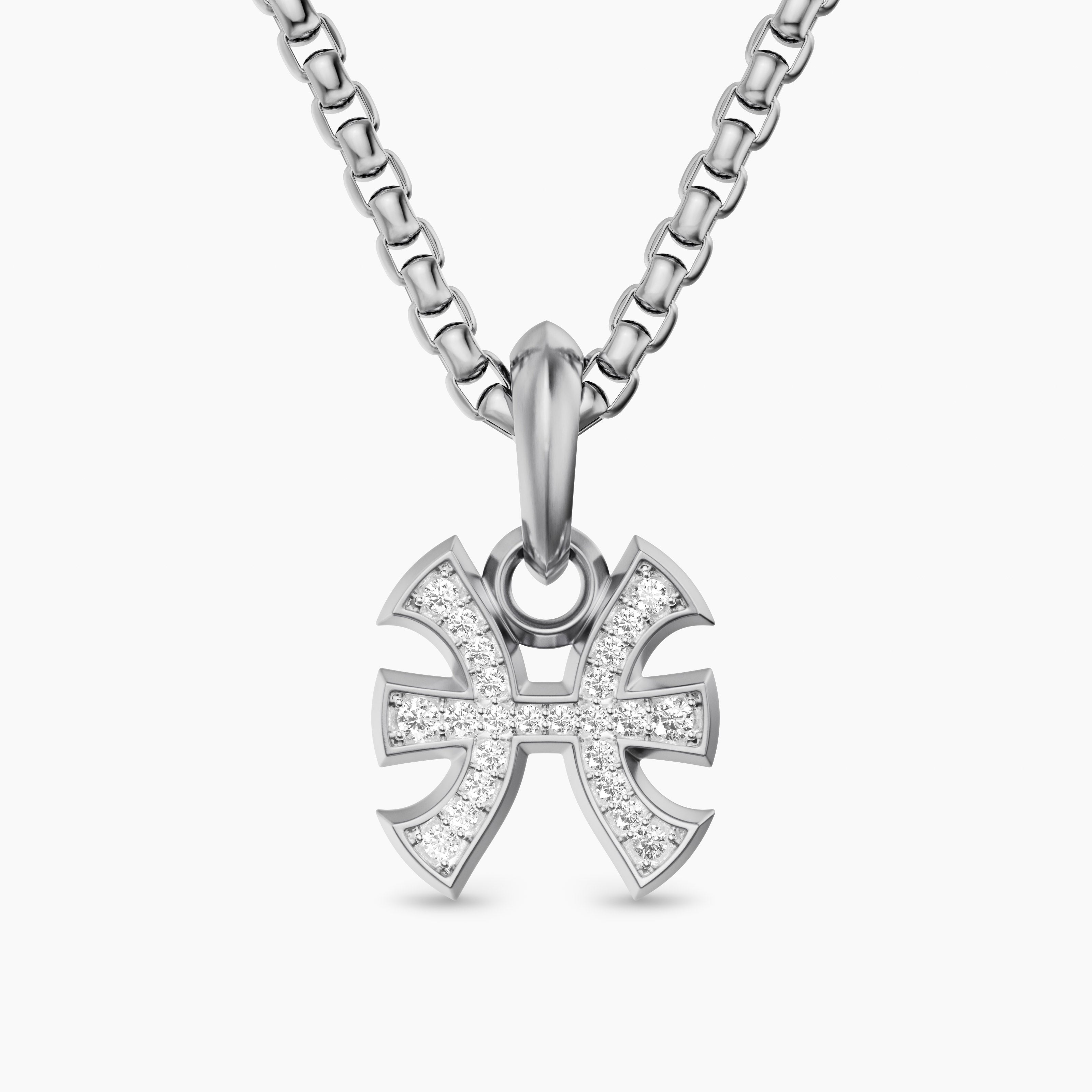 Amulette Poisson en argent massif avec diamants, 15,3 mm homme 