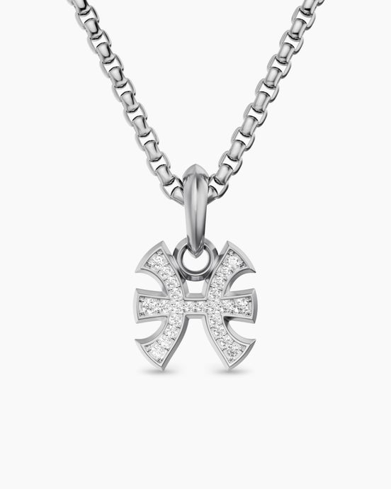 Pisces Amulet in Sterling Silver with Diamonds, 15.3mm