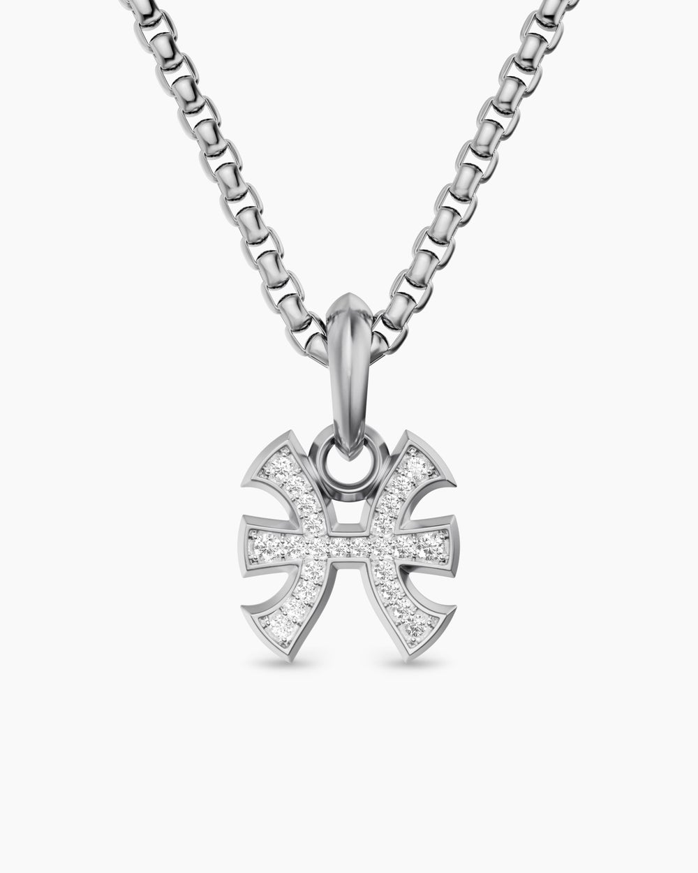 Amulette Poisson en argent sterling avec diamants, 15,3 mm hommes