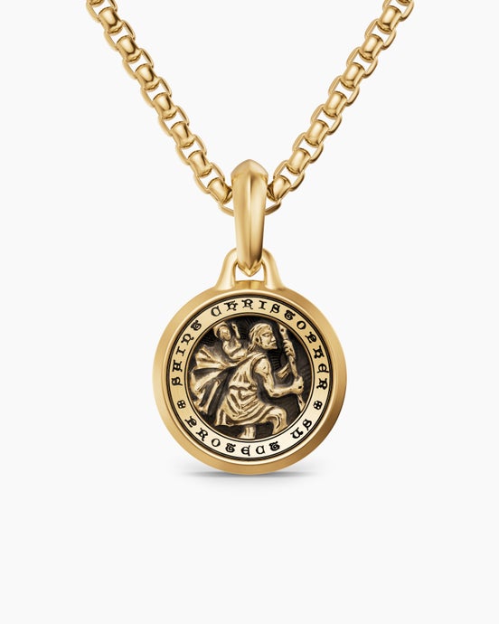 St. Christopher Amulet in 18K Yellow Gold, 21.2mm