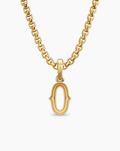 Mens Number Zero Amulet in 18K Yellow Gold, 14.8mm