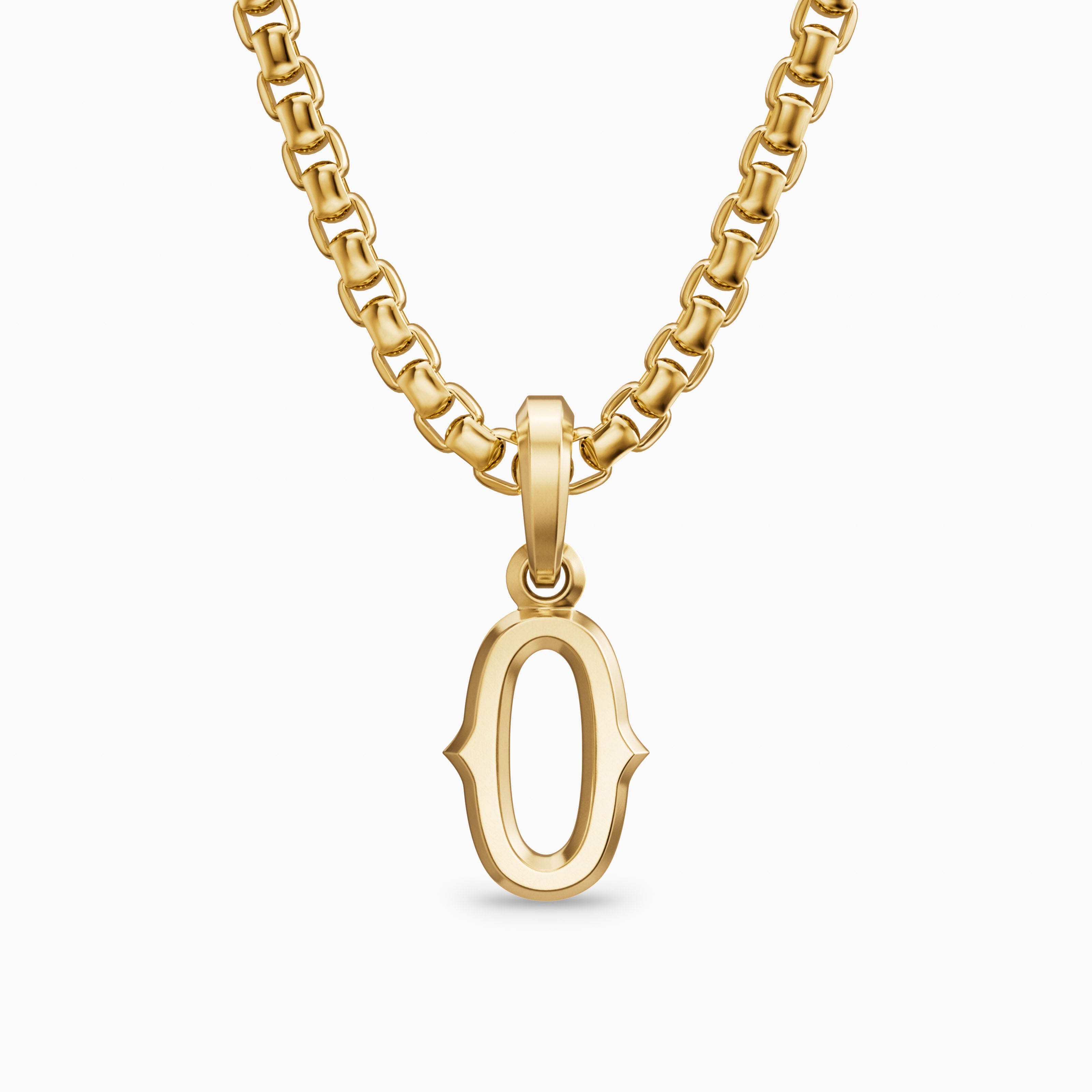 Mens Number Zero Amulet in 18K Yellow Gold, 14.8mm