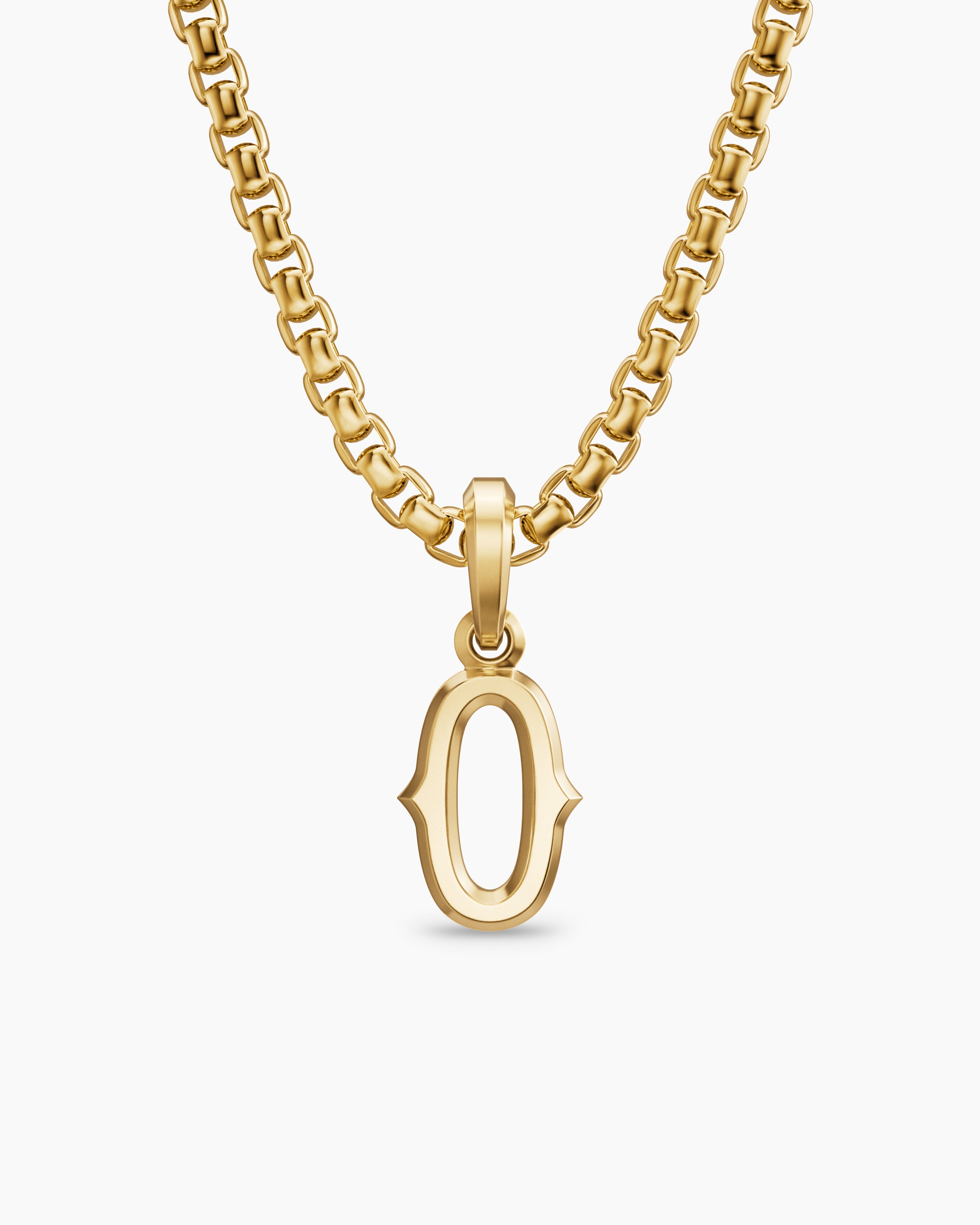 Mens Number Zero Amulet in 18K Yellow Gold, 14.8mm