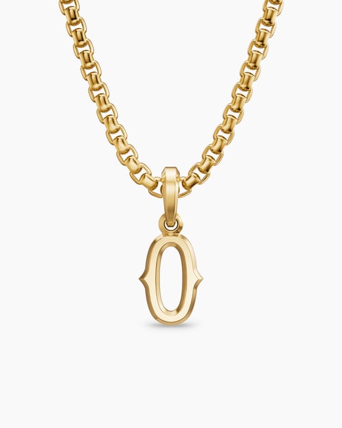 Mens Number Zero Amulet in 18K Yellow Gold, 14.8mm