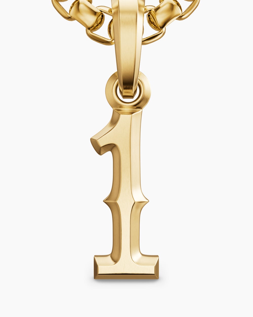Mens Number One Amulet in 18K Yellow Gold, 14.8mm