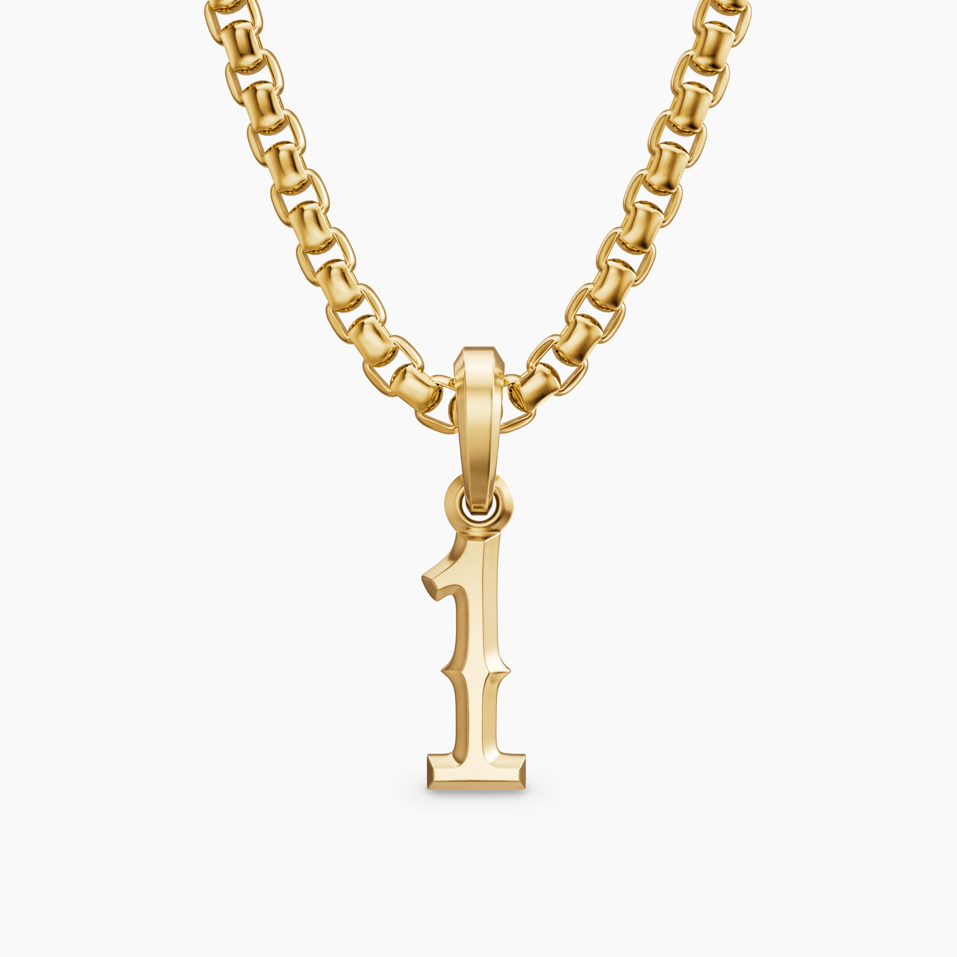 Mens Number One Amulet in 18K Yellow Gold, 14.8mm