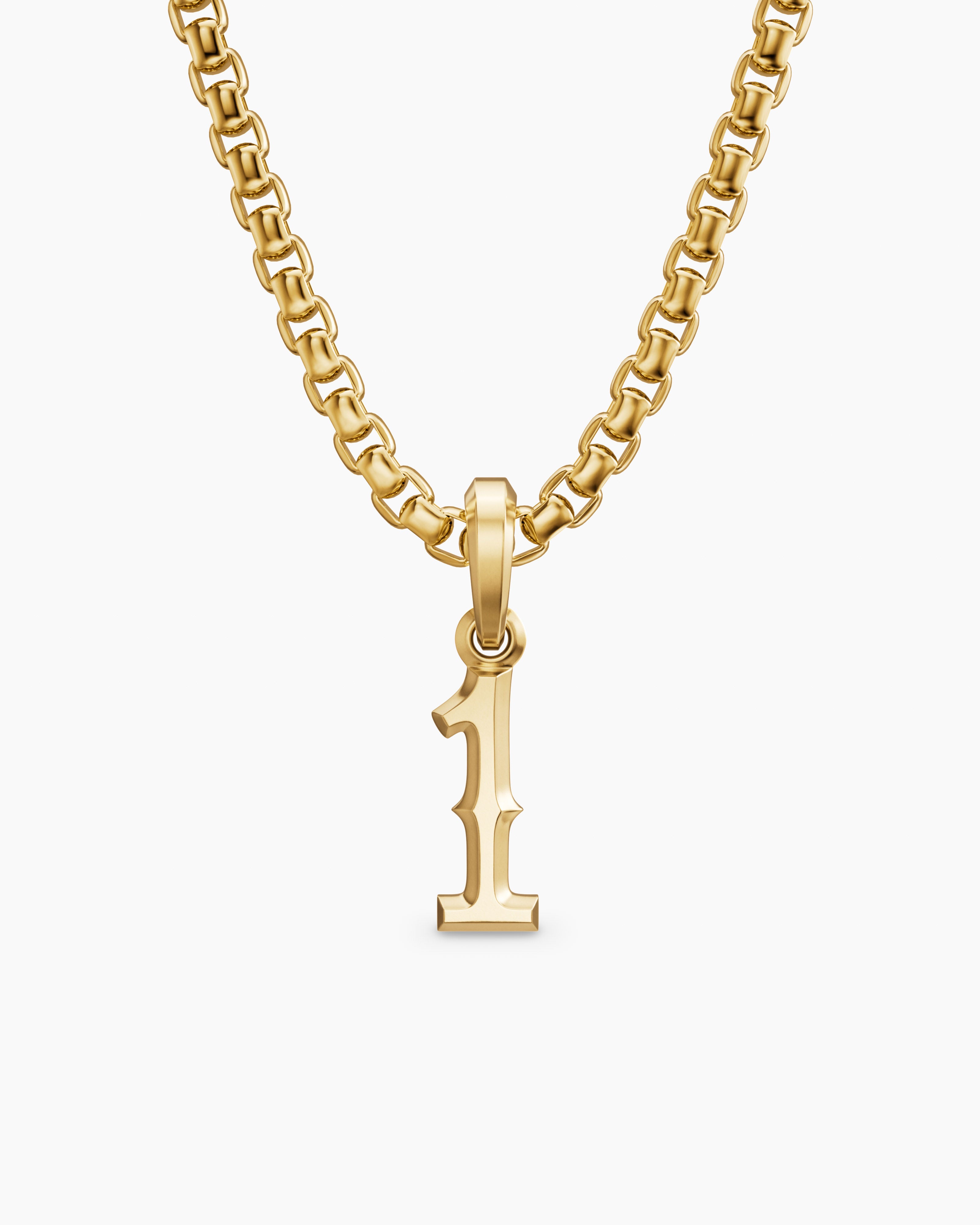Mens Number One Amulet in 18K Yellow Gold, 14.8mm