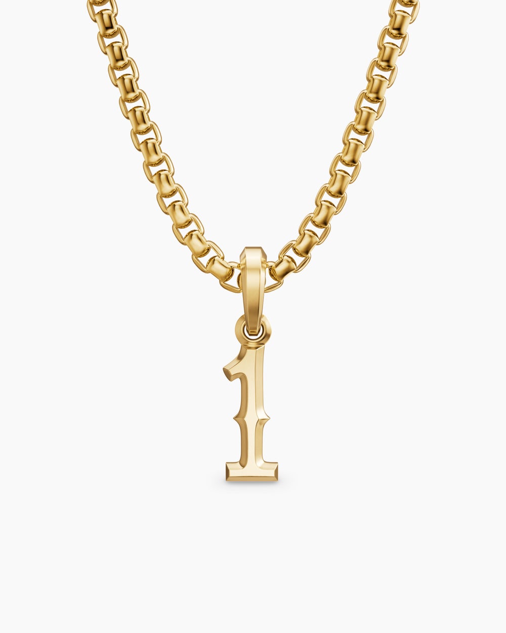 Mens Number One Amulet in 18K Yellow Gold, 14.8mm