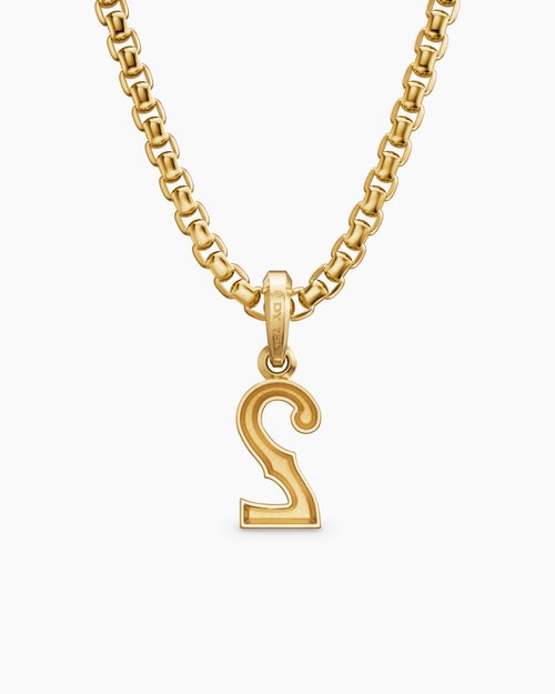 Mens Number Two Amulet in 18K Yellow Gold, 14.8mm