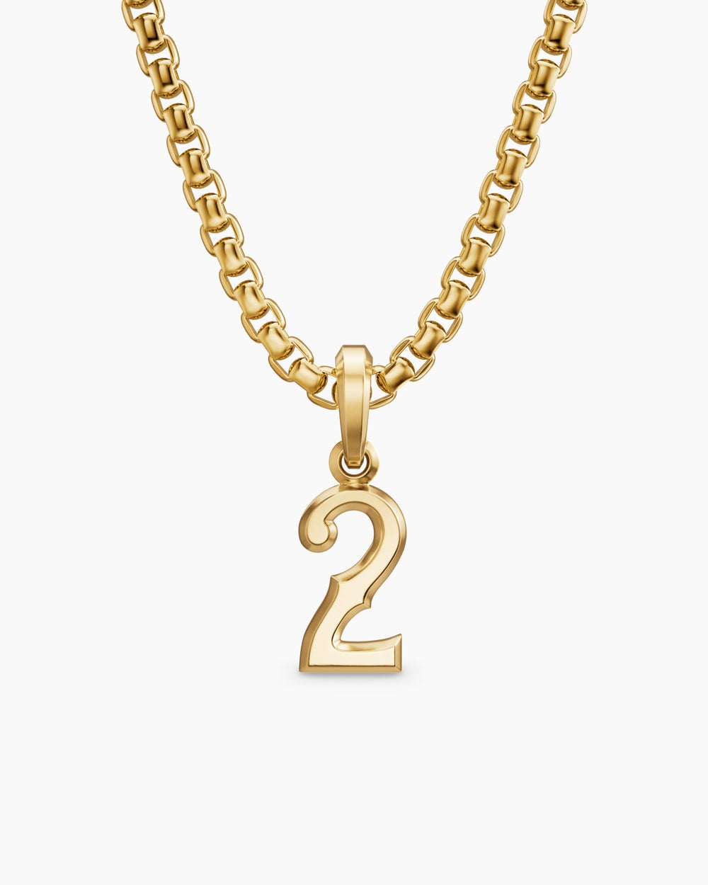 Mens Number Two Amulet in 18K Yellow Gold, 14.8mm