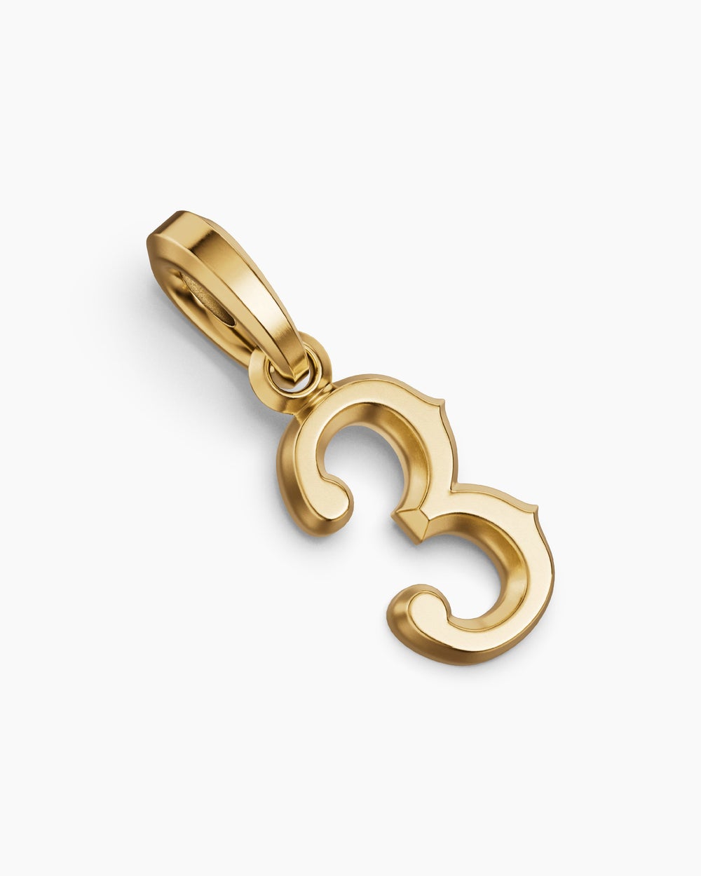 Mens Number Three Amulet in 18K Yellow Gold, 14.8mm