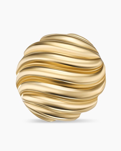 Womens Sculpted Cable Stud Earrings in 18K Yellow Gold, 14mm
