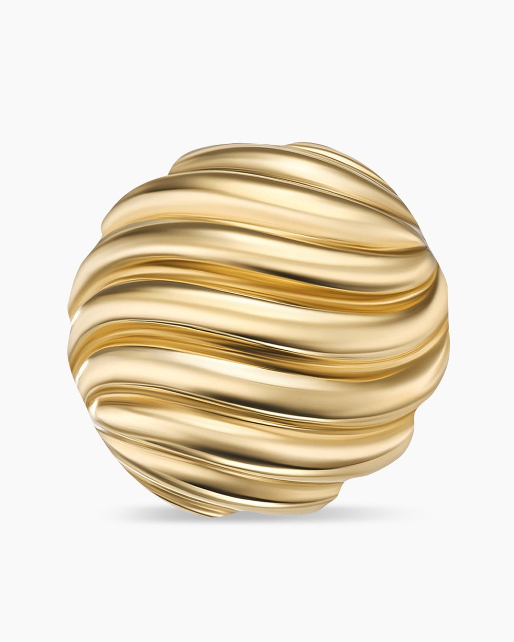 Womens Sculpted Cable Stud Earrings in 18K Yellow Gold, 14mm