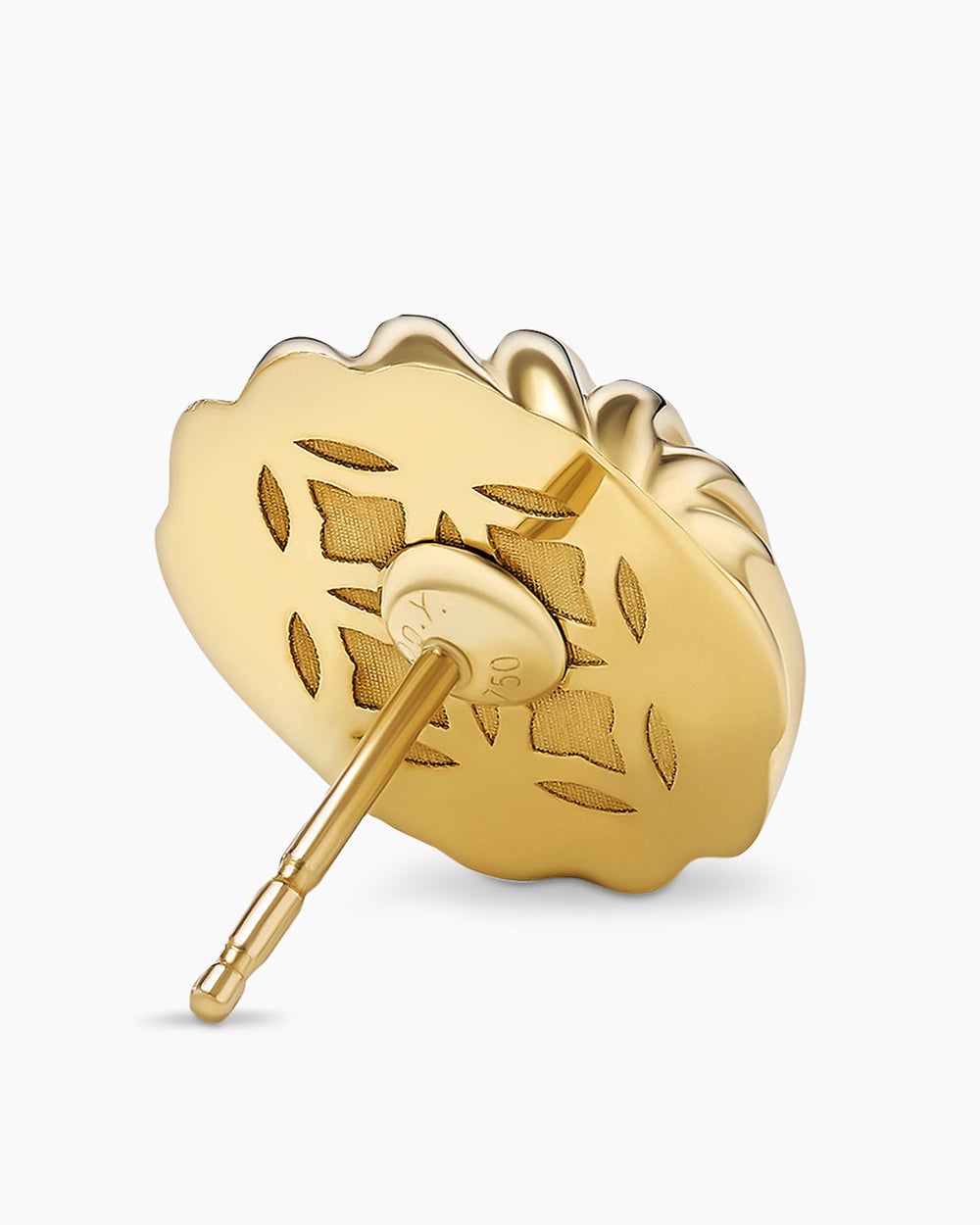 Womens Sculpted Cable Stud Earrings in 18K Yellow Gold, 14mm