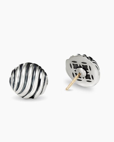 Sculpted Cable Stud Earrings in Sterling Silver, 14mm