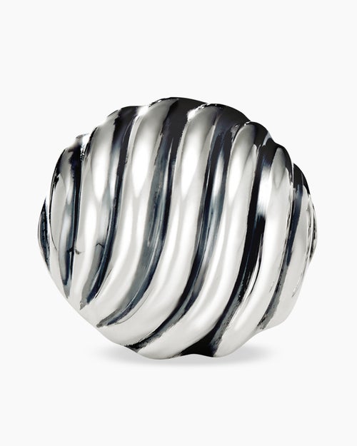 Womens Sculpted Cable Stud Earrings in Sterling Silver, 14mm