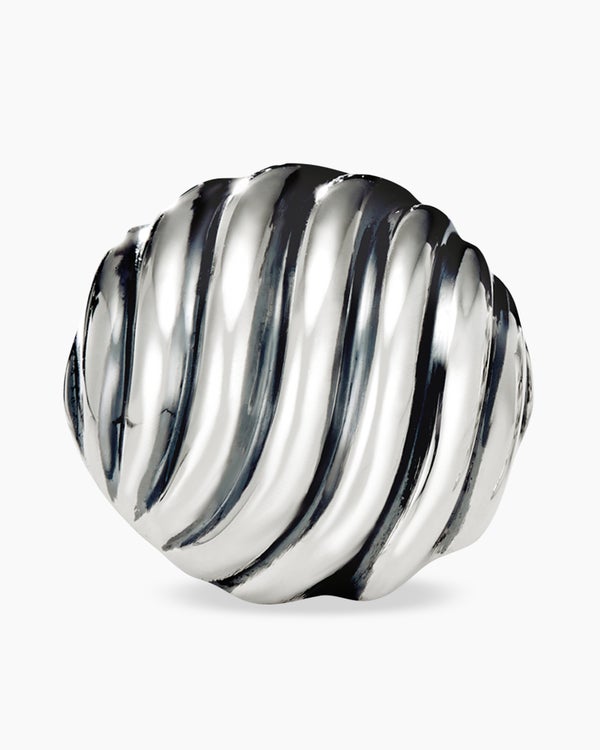 Sculpted Cable Stud Earrings in Sterling Silver, 14mm