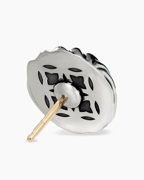 Womens Sculpted Cable Stud Earrings in Sterling Silver, 14mm
