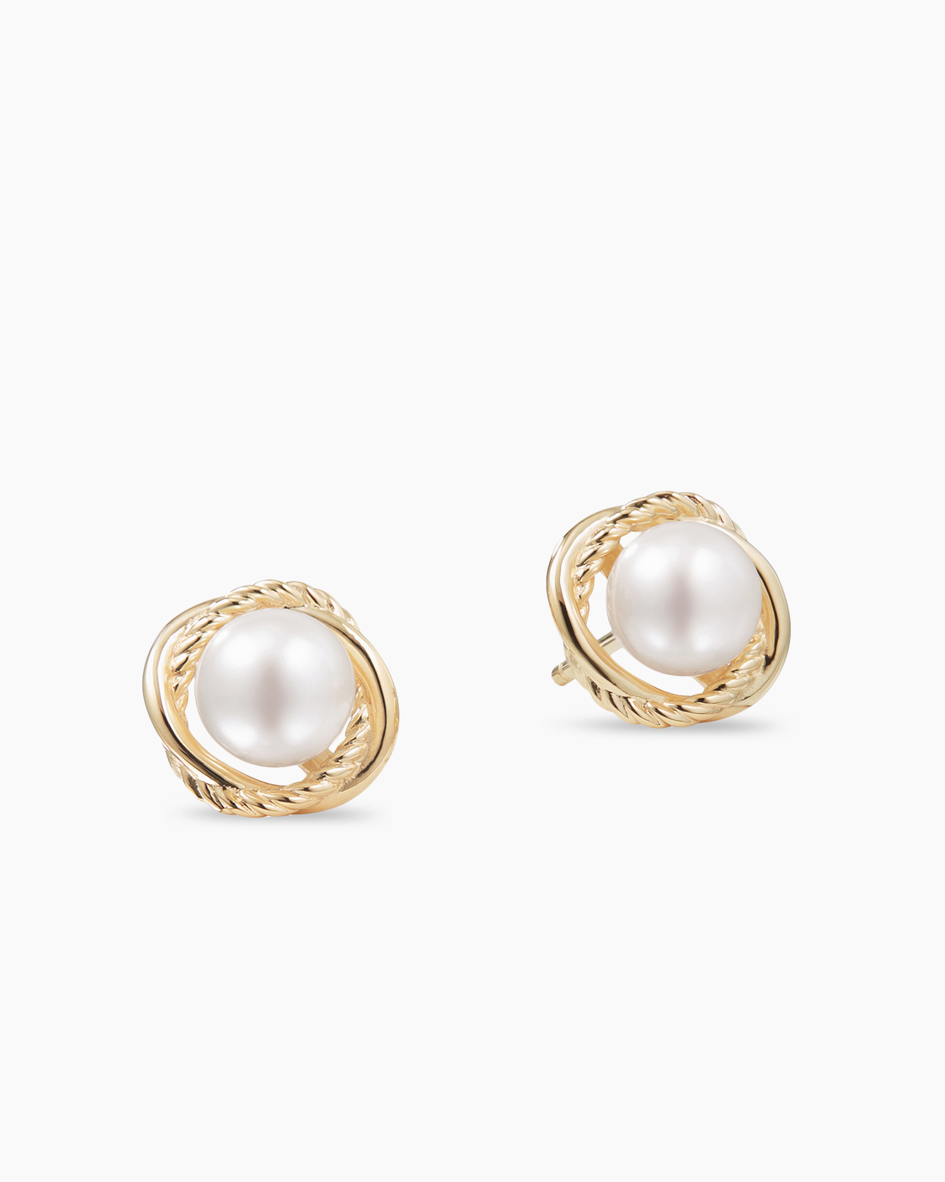 Crossover Stud Earrings in Sterling Silver with 18K Yellow Gold, 11mm