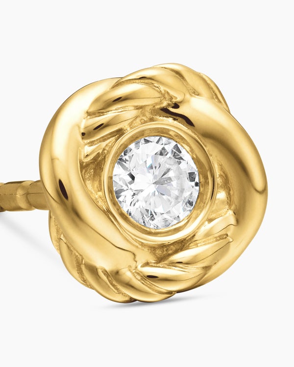 Infinity Stud Earrings in 18K Yellow Gold with Diamonds, 6.8mm