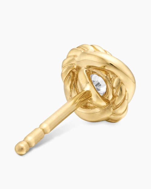 Womens Infinity Stud Earrings in 18K Yellow Gold with Diamonds, 6.8mm