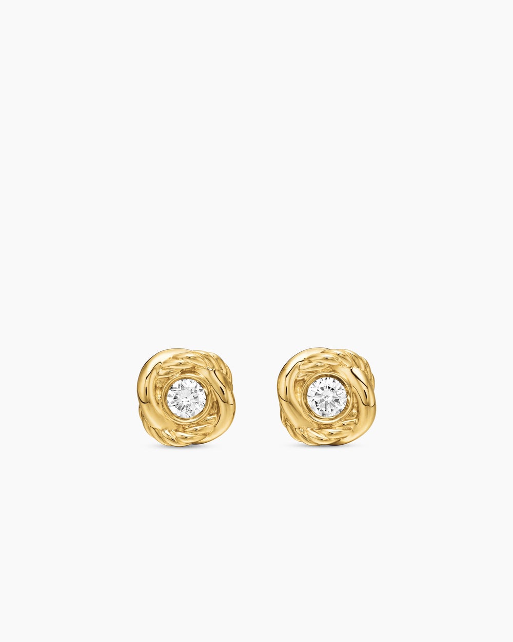 Womens Infinity Stud Earrings in 18K Yellow Gold with Diamonds, 6.8mm