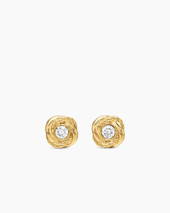 Infinity Stud Earrings in 18K Yellow Gold with Diamonds, 6.8mm