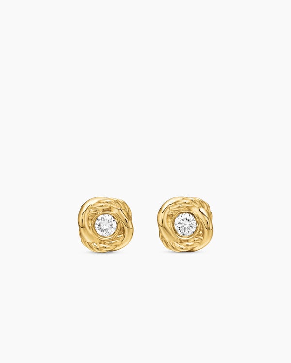 Infinity Stud Earrings in 18K Yellow Gold with Diamonds, 6.8mm