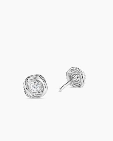 Infinity Stud Earrings in 18K White Gold with Diamonds, 6.8mm