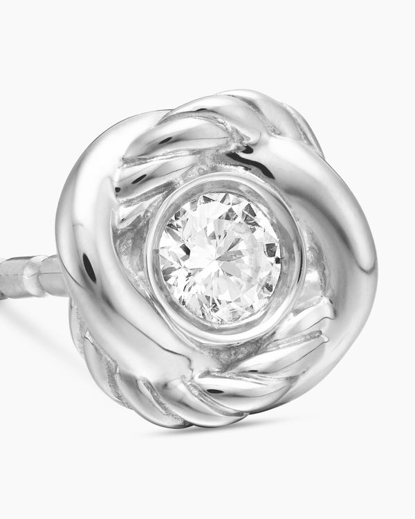 Infinity Stud Earrings in 18K White Gold with Diamonds, 6.8mm